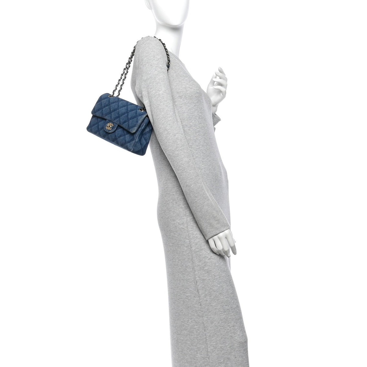 Small Quilted Flap Shoulder Bag - Light Blue