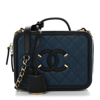 Medium Quilted Caviar Handbag - Black