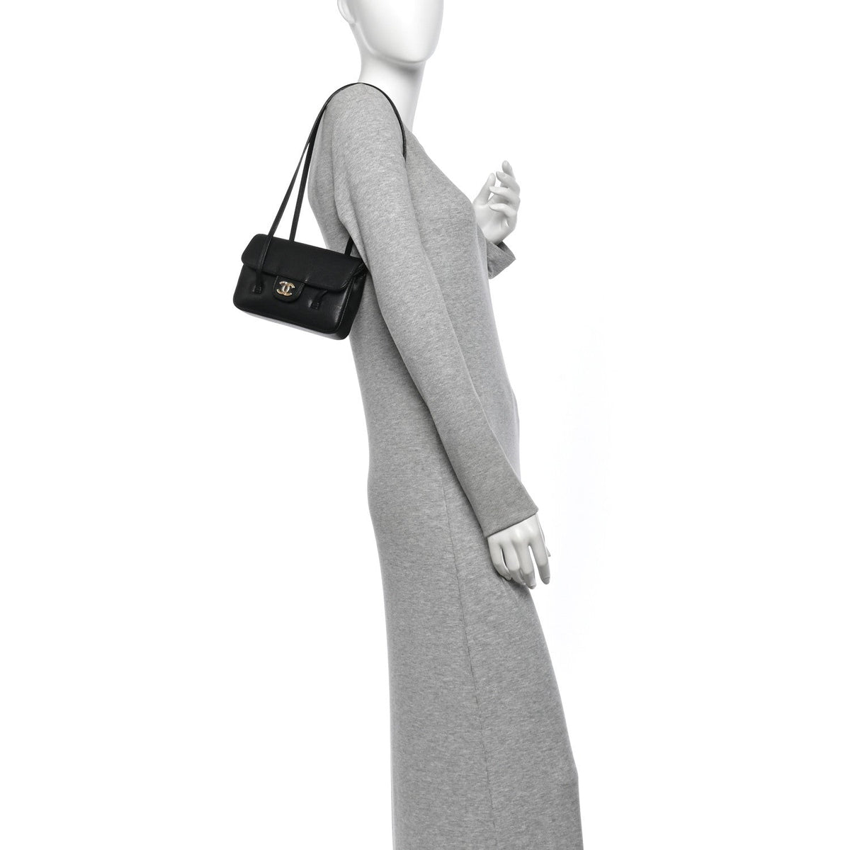 Mini Caviar Shoulder Bag - Black