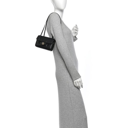 Mini Caviar Shoulder Bag - Black