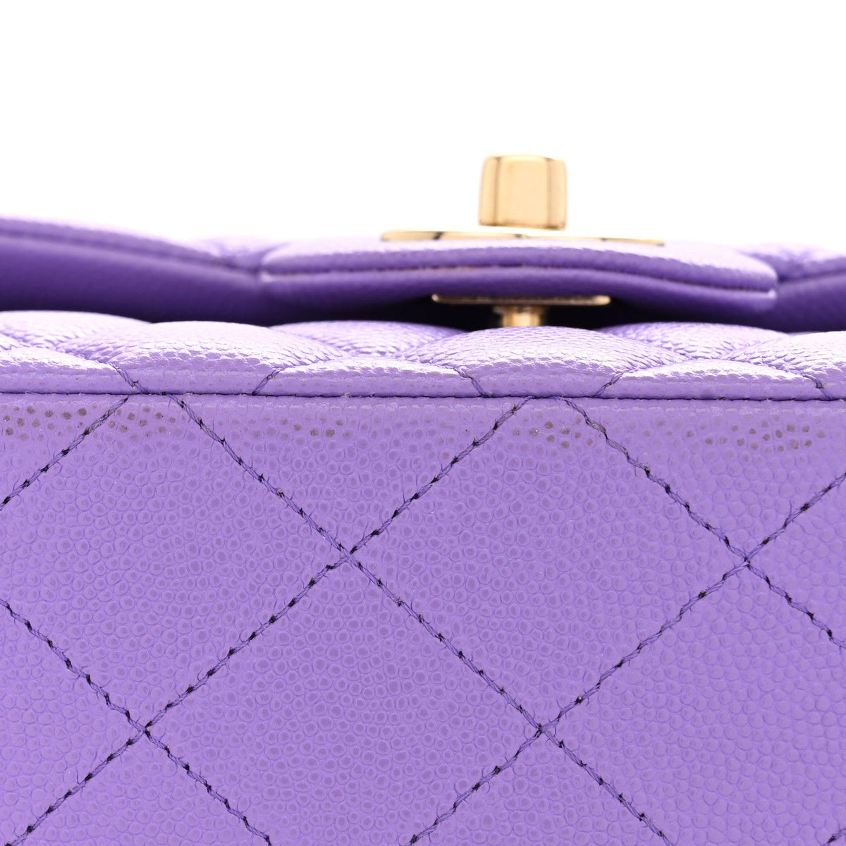 Small Quilted Caviar Flap Shoulder Bag - Purple