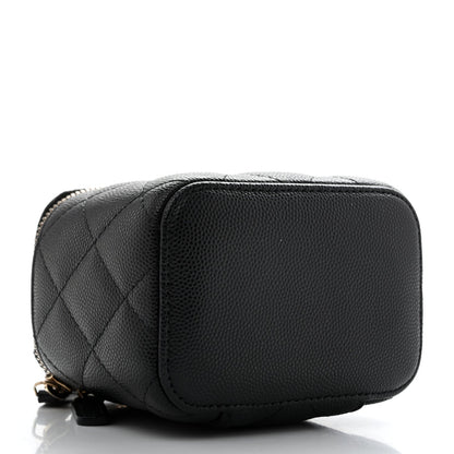 Mini Quilted Caviar Handbag - Black
