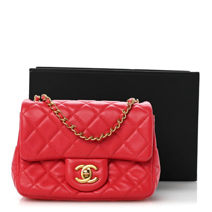 Mini Quilted Lambskin Flap Shoulder Bag - Pink