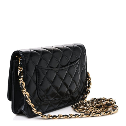 Quilted Lambskin Wallet Bag - Gold