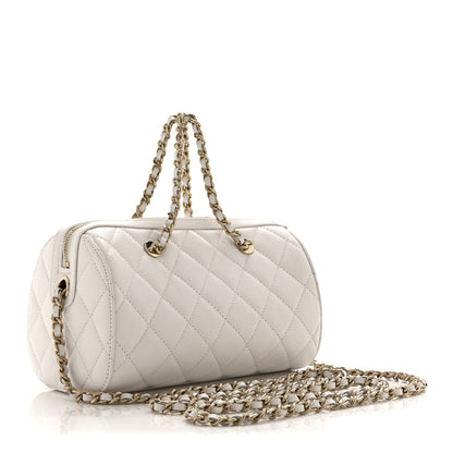 Quilted Caviar Clutch Bag - White