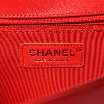 Medium Quilted Lambskin Flap Shoulder Bag - Red
