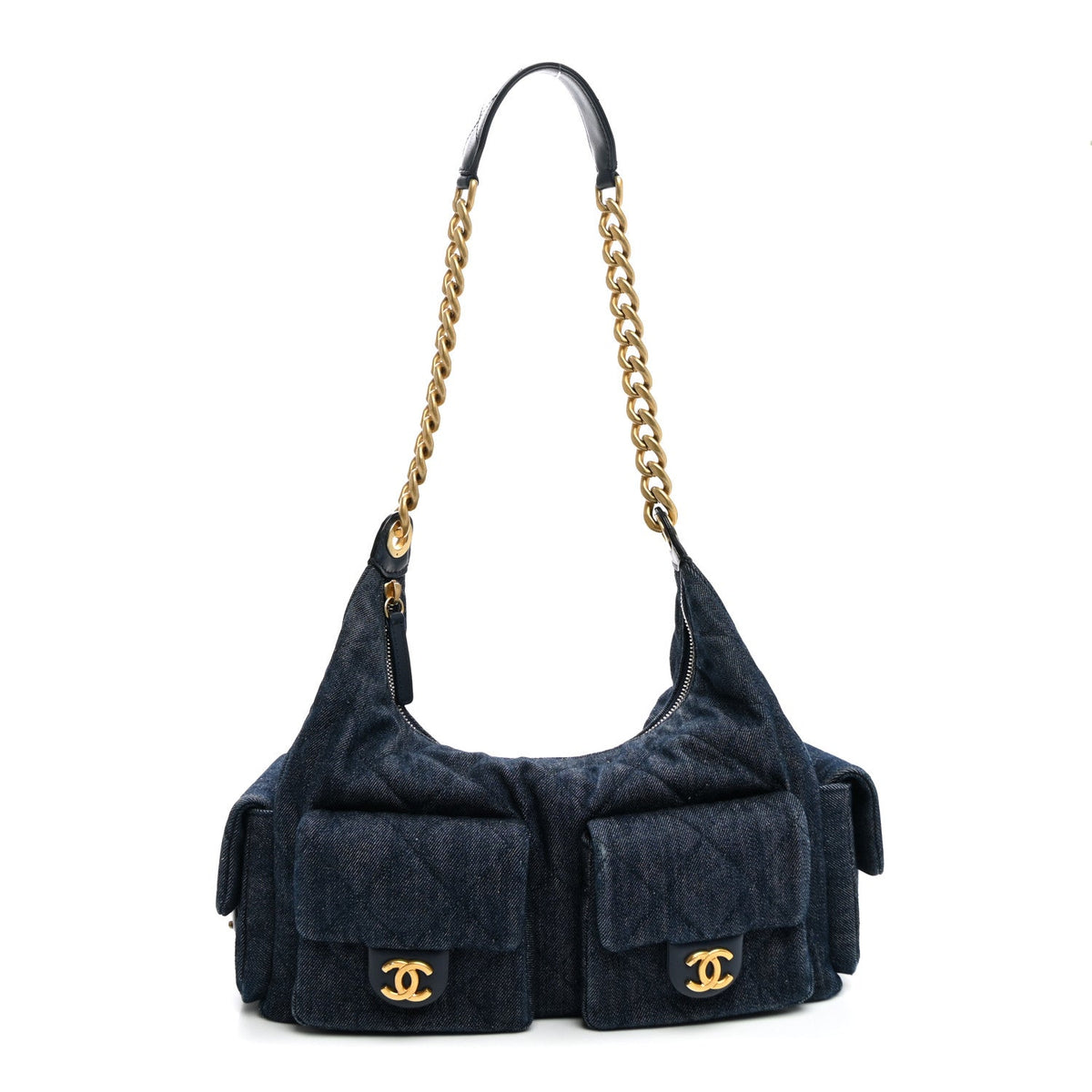 Maxi Quilted Hobo Bag - Blue