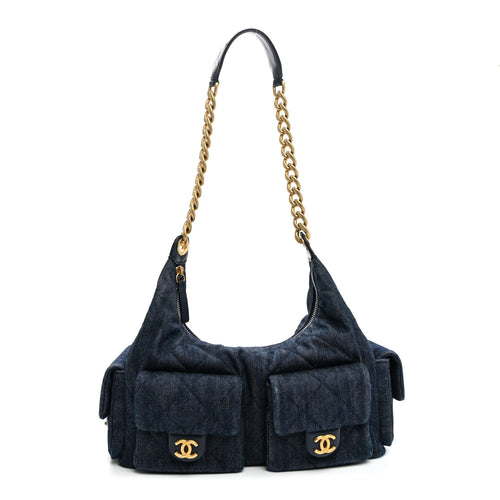 Maxi Quilted Hobo Bag - Blue