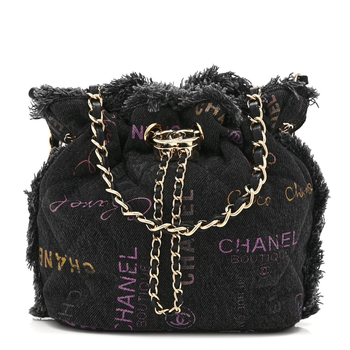 Small Quilted Bucket Bag - Black