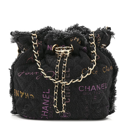 Small Quilted Bucket Bag - Black