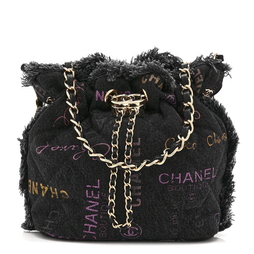 Small Quilted Bucket Bag - Black