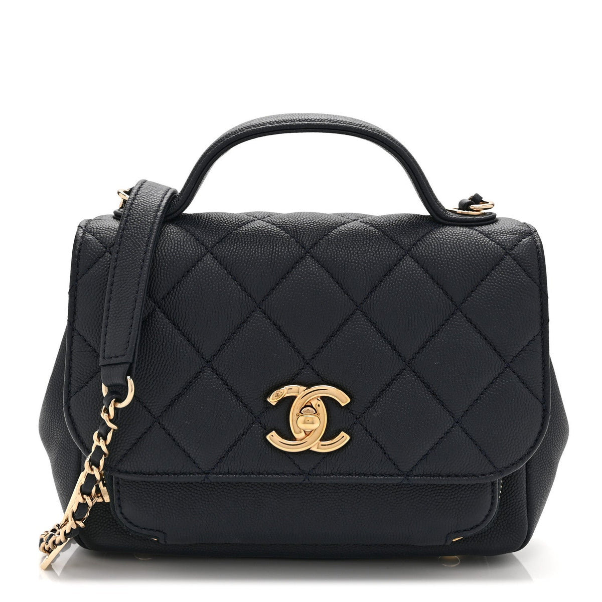 Mini Quilted Caviar Flap Shoulder Bag - Blue