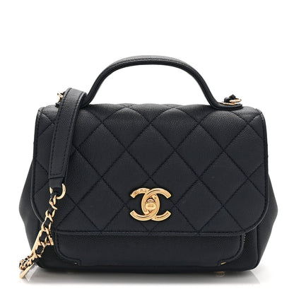 Mini Quilted Caviar Flap Shoulder Bag - Blue