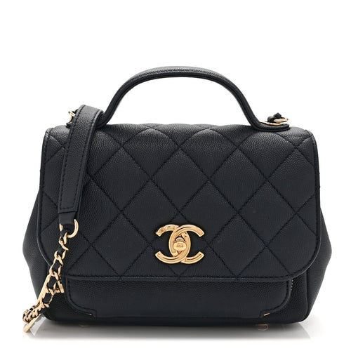 Mini Quilted Caviar Flap Shoulder Bag - Blue