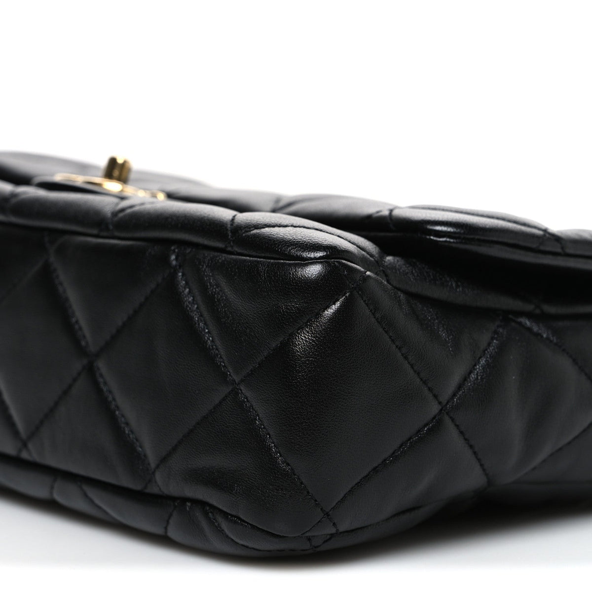 Large Quilted Lambskin Flap Shoulder Bag - Black