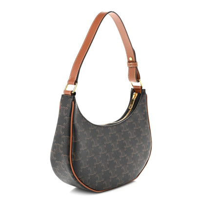 Calfskin Canvas Shoulder Bag - Tan