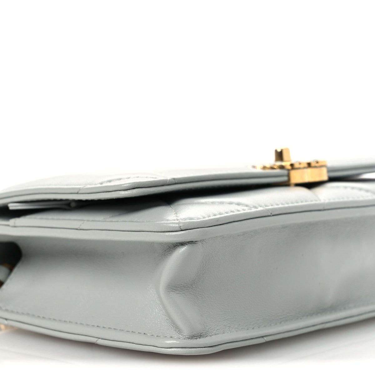 Quilted Lambskin Wallet Bag - Light Blue
