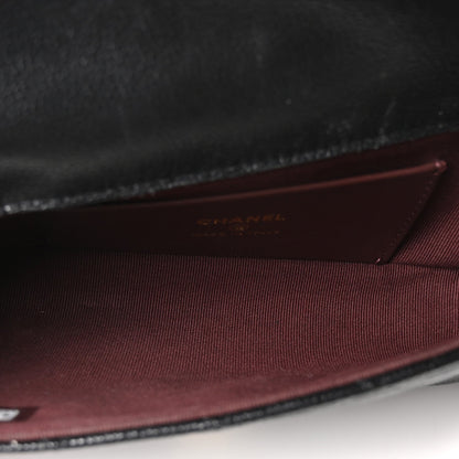 Quilted Caviar Flap Shoulder Bag - Black