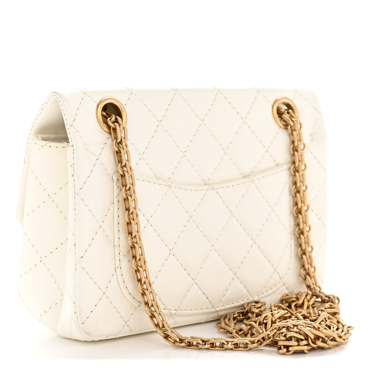 Mini Quilted Calfskin Flap Shoulder Bag - White