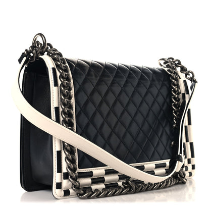 Medium Quilted Calfskin Flap Shoulder Bag - Black