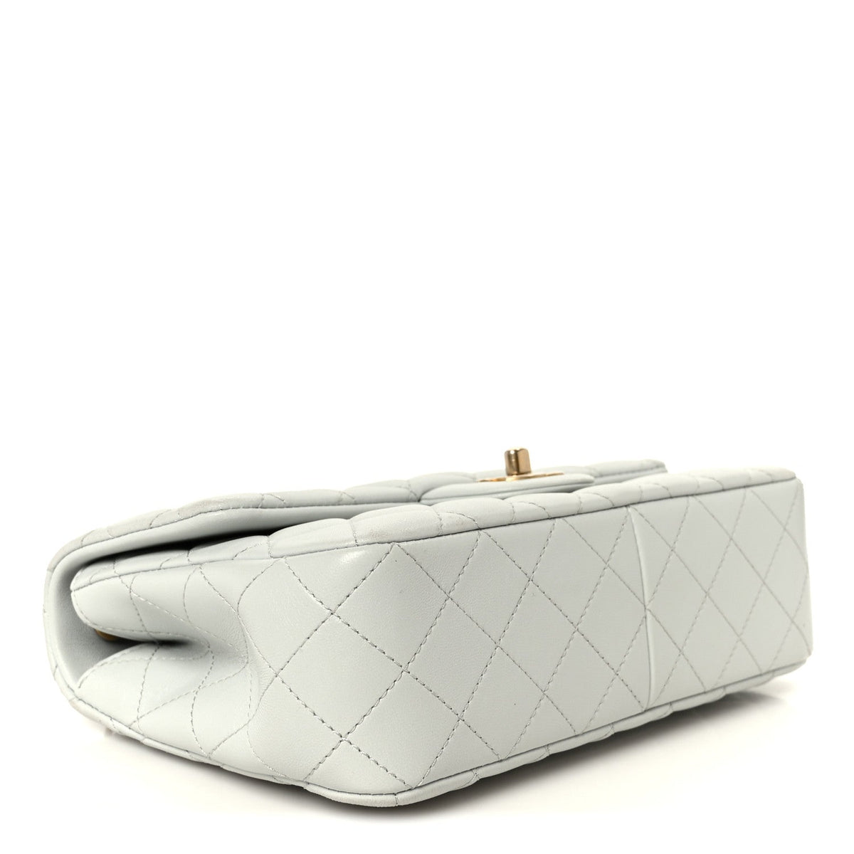 Small Quilted Lambskin Flap Shoulder Bag - Light Blue