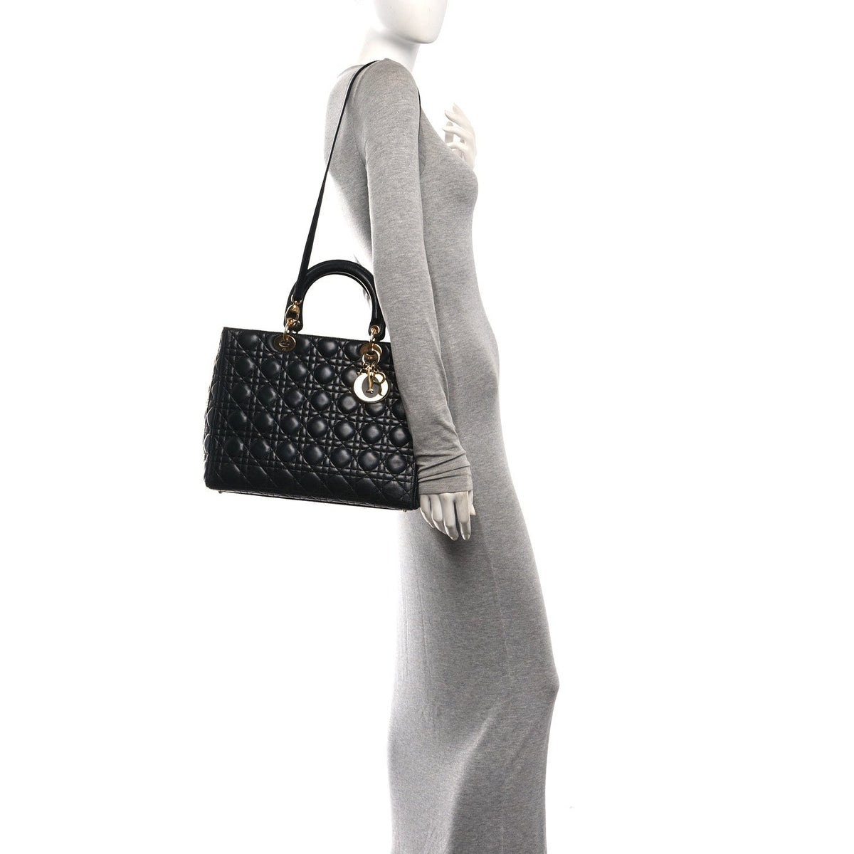Large Lambskin Handbag - Black