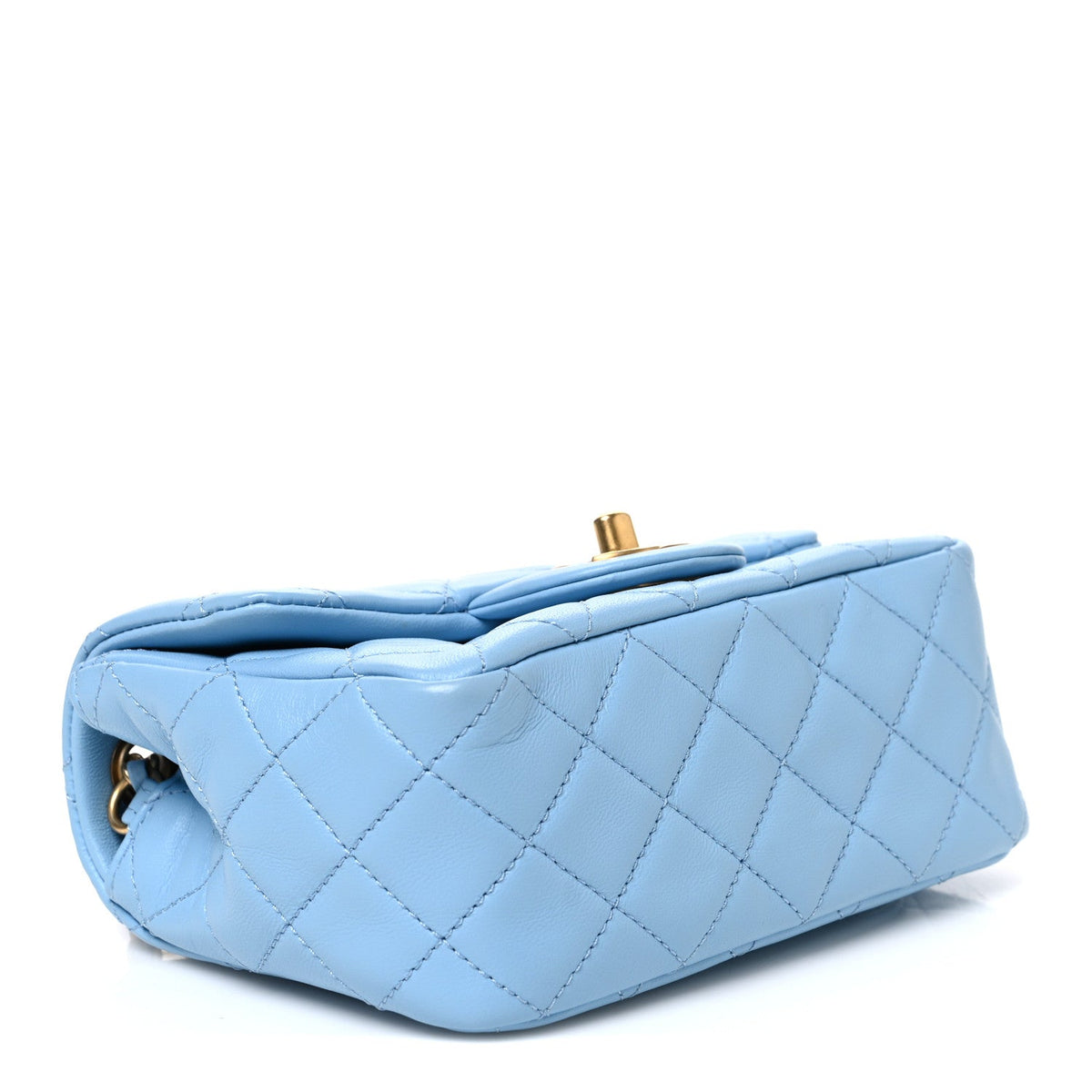 Mini Quilted Lambskin Flap Shoulder Bag - Light Blue