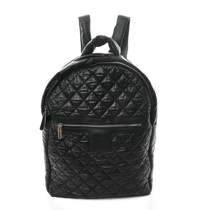 Quilted Nylon Backpack - Black