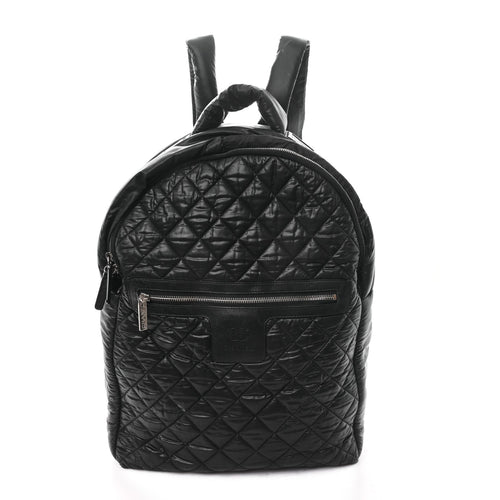 Quilted Nylon Backpack - Black