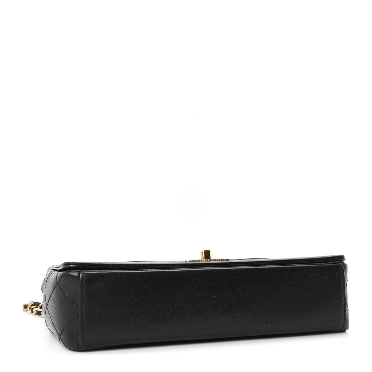Small Quilted Sheepskin Flap Shoulder Bag - Black