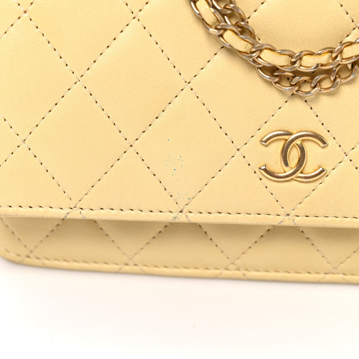 Quilted Lambskin Wallet Bag - Yellow