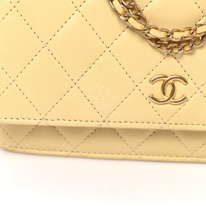 Quilted Lambskin Wallet Bag - Yellow