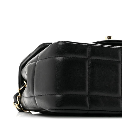 Mini Quilted Lambskin Flap Shoulder Bag - Black