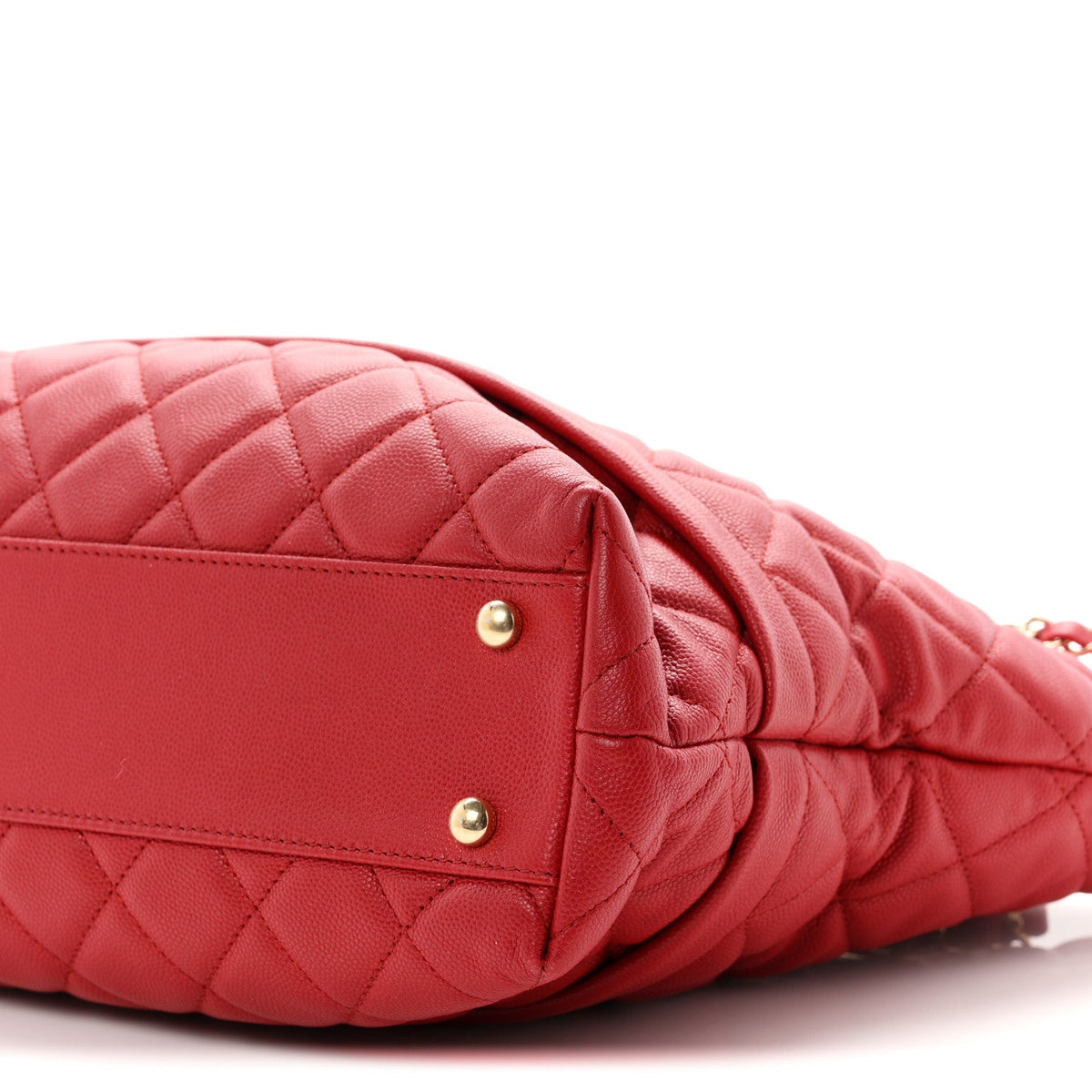 Quilted Caviar Tote Bag - Red
