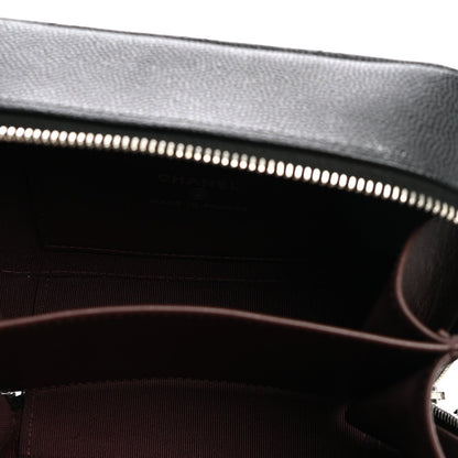 Quilted Caviar Crossbody Bag - Black