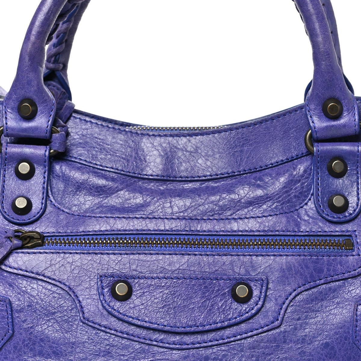 Agneau Classic Hardware First Bleu Lavan Handbag