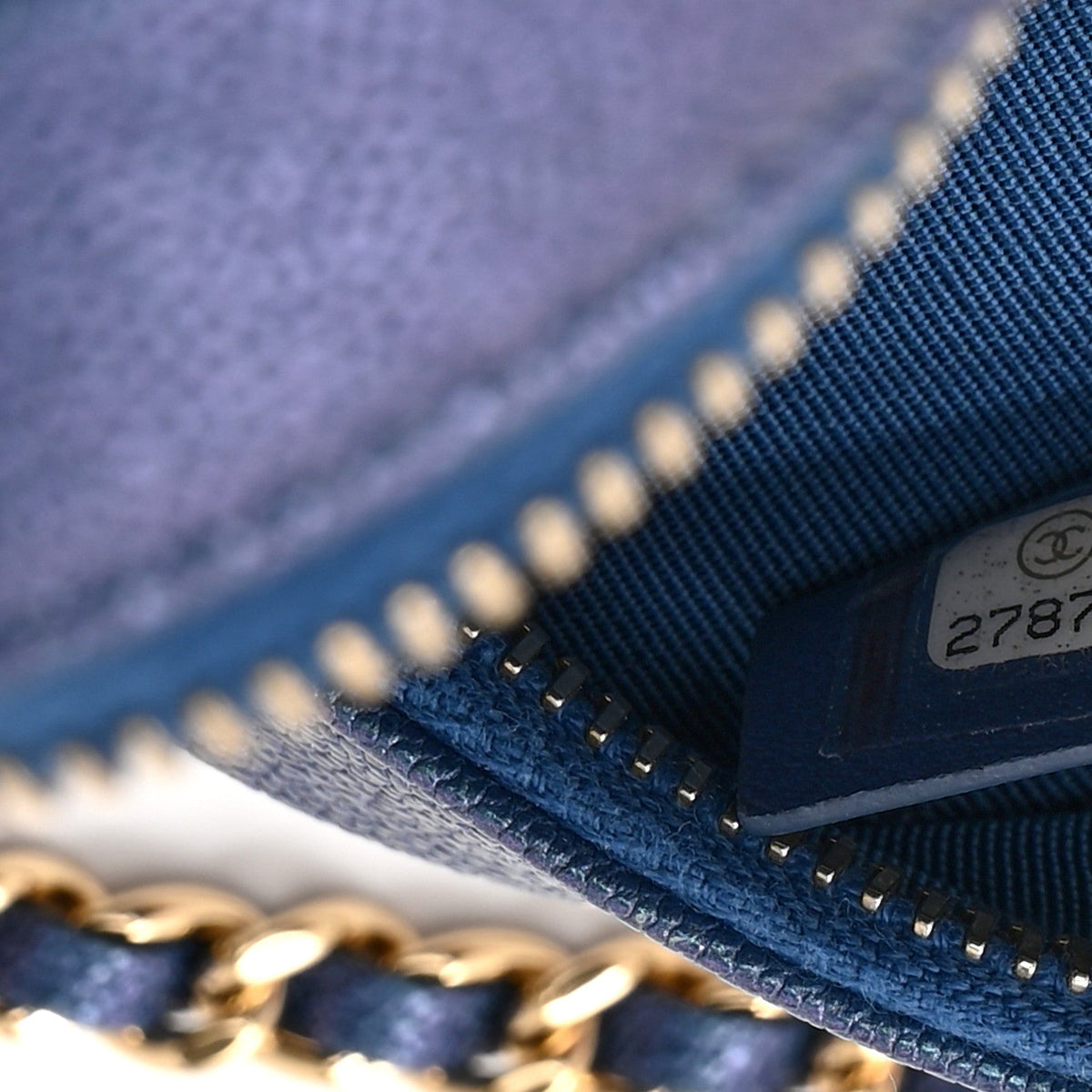 Quilted Caviar Clutch Bag - Blue
