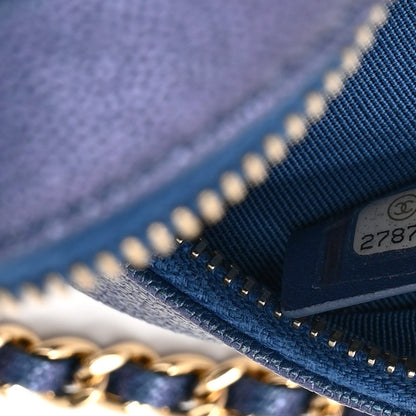 Quilted Caviar Clutch Bag - Blue
