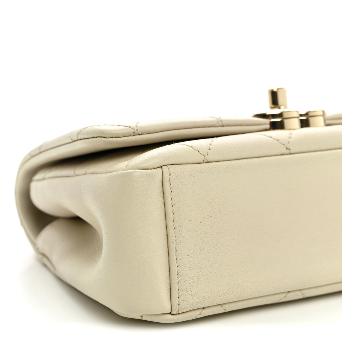 Medium Quilted Lambskin Flap Shoulder Bag - Beige