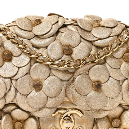 Mini Quilted Lambskin Flap Shoulder Bag - Gold