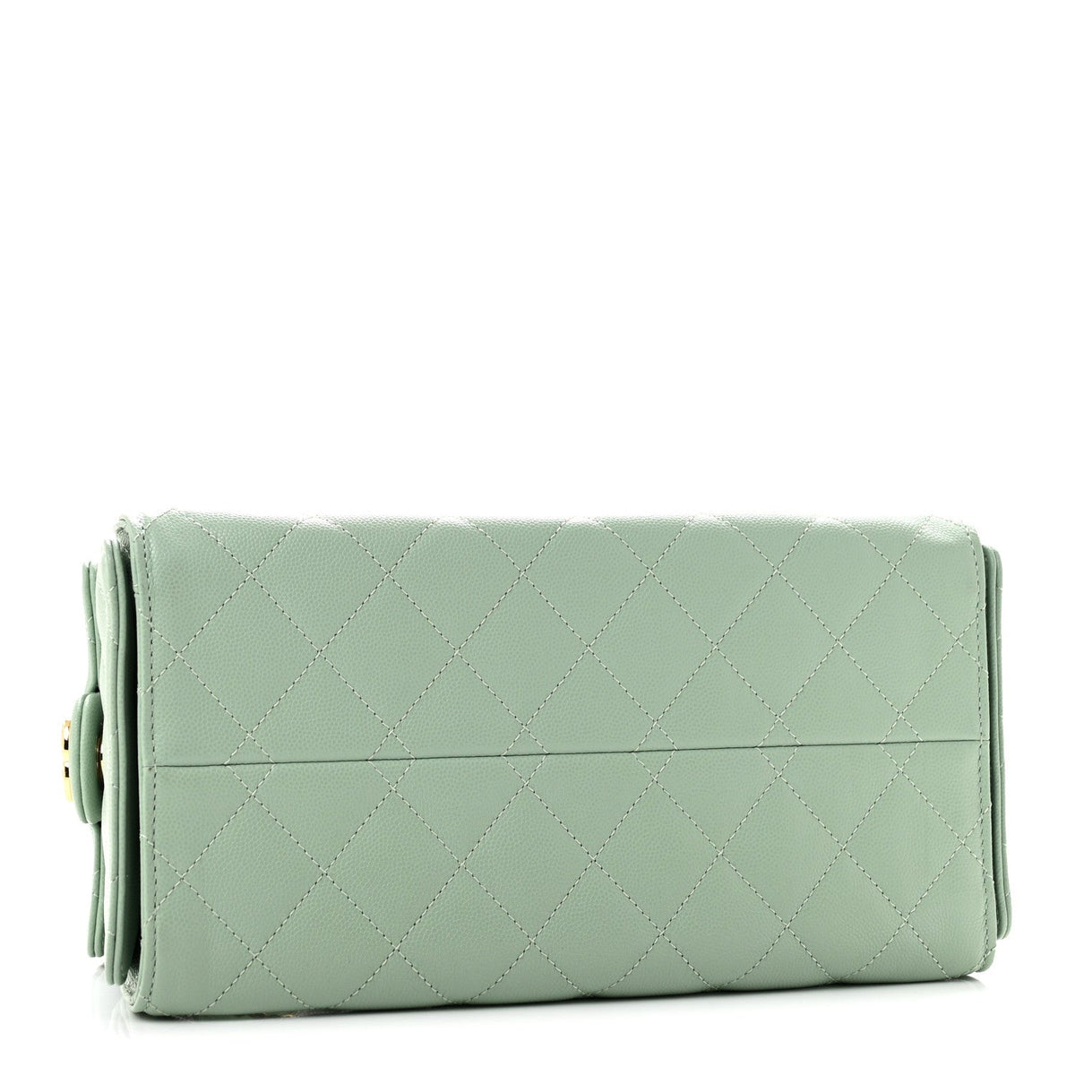 Small Quilted Caviar Handbag - Light Green