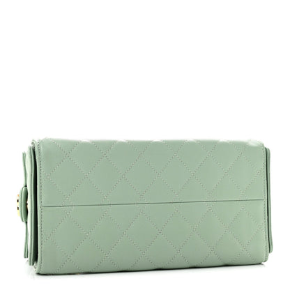 Small Quilted Caviar Handbag - Light Green