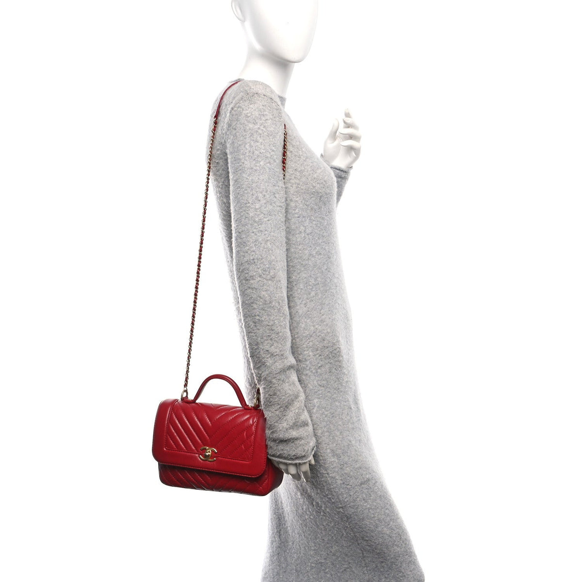 Quilted Calfskin Flap Shoulder Bag - Red