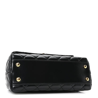 Mini Quilted Calfskin Flap Shoulder Bag - Gold