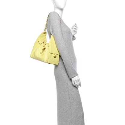 Small Quilted Caviar Handbag - Yellow