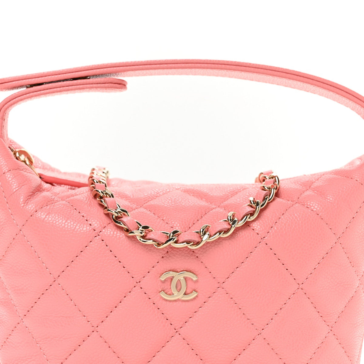 Quilted Caviar Hobo Bag - Pink