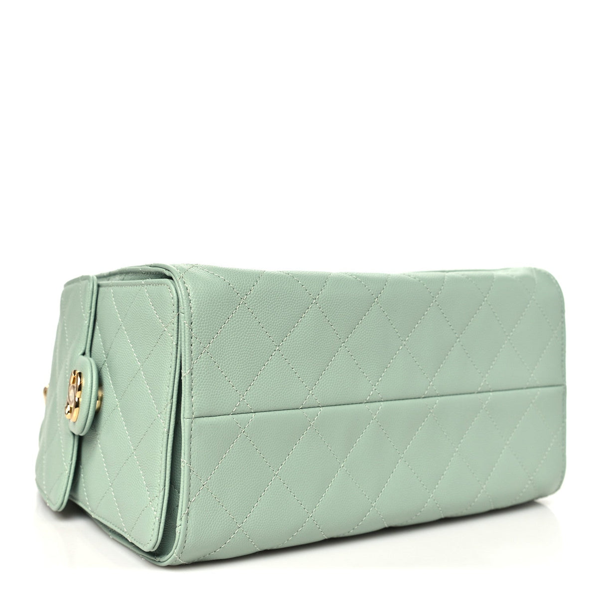 Small Quilted Caviar Handbag - Light Green