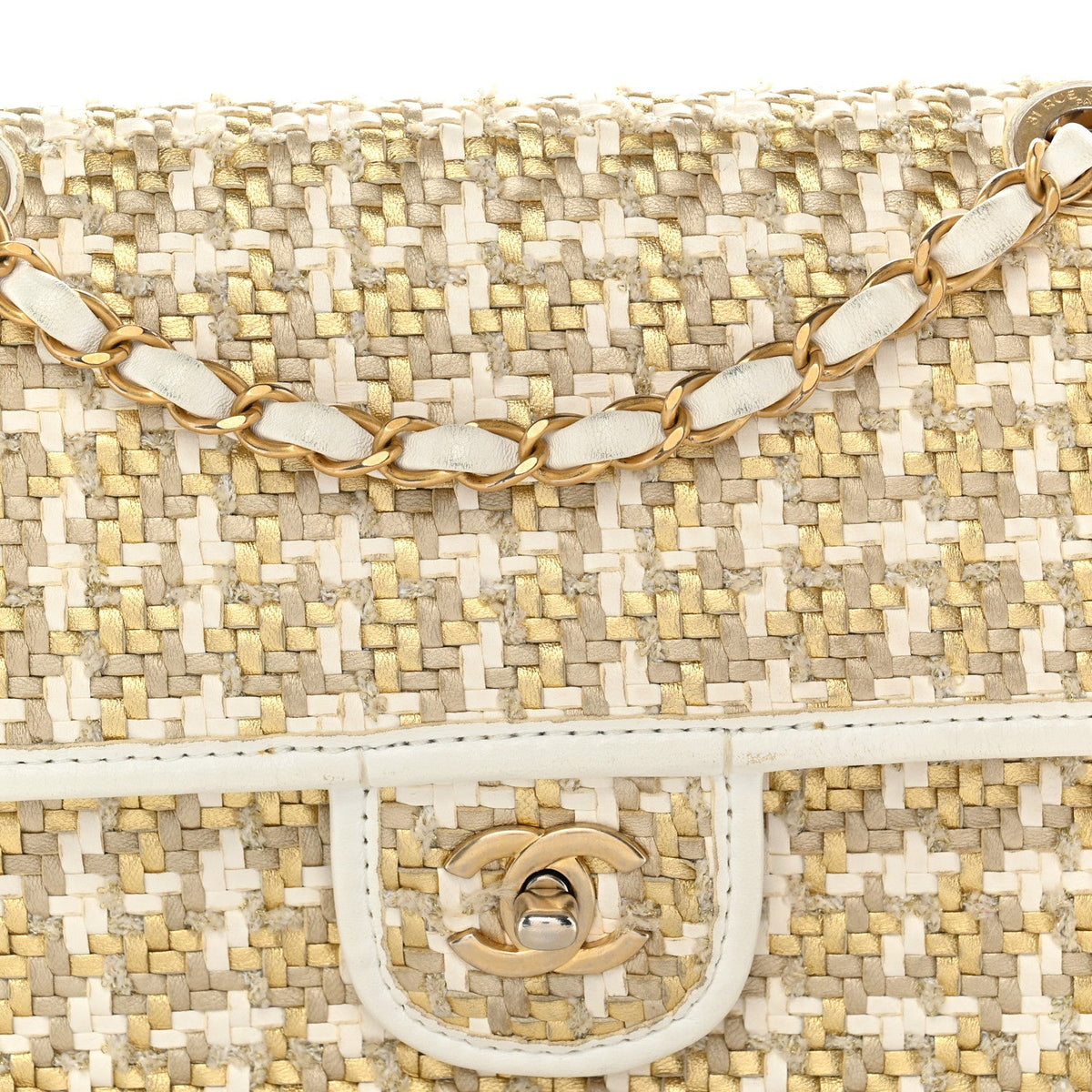 Lambskin Flap Shoulder Bag - Gold