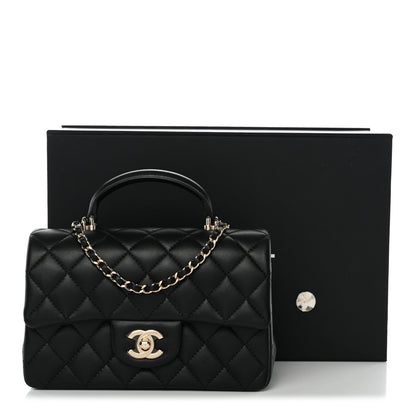 Mini Quilted Lambskin Flap Shoulder Bag - Tan