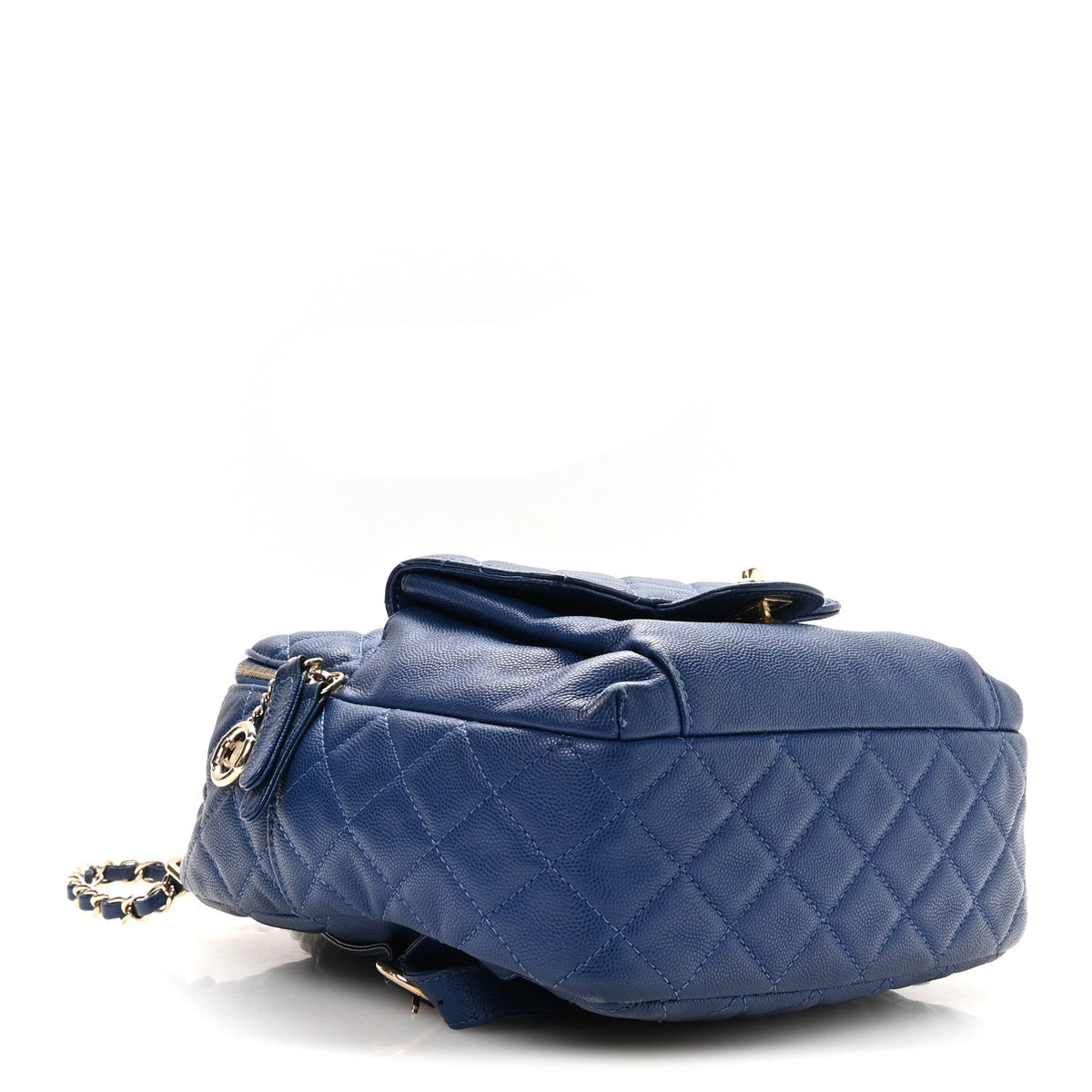 Large Quilted Caviar Backpack - Blue